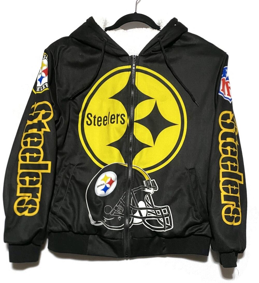 Pittsburgh Steelers Hooded Track Jacket Full-Zip Men's Medium Black & Yellow